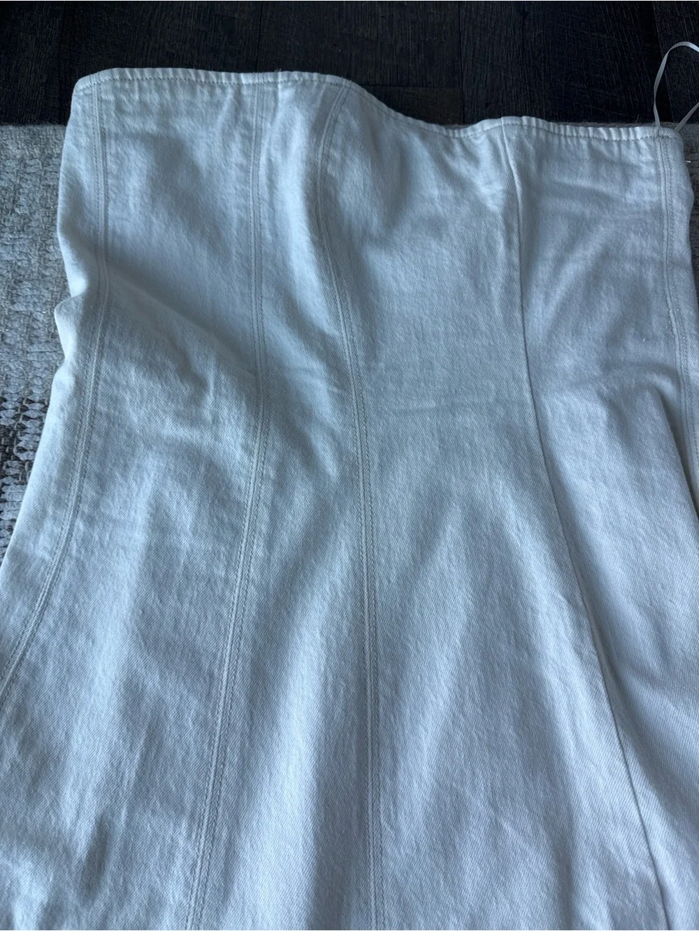 Abercrombie & Fitch Strapless Cream Maxi Denim Dress